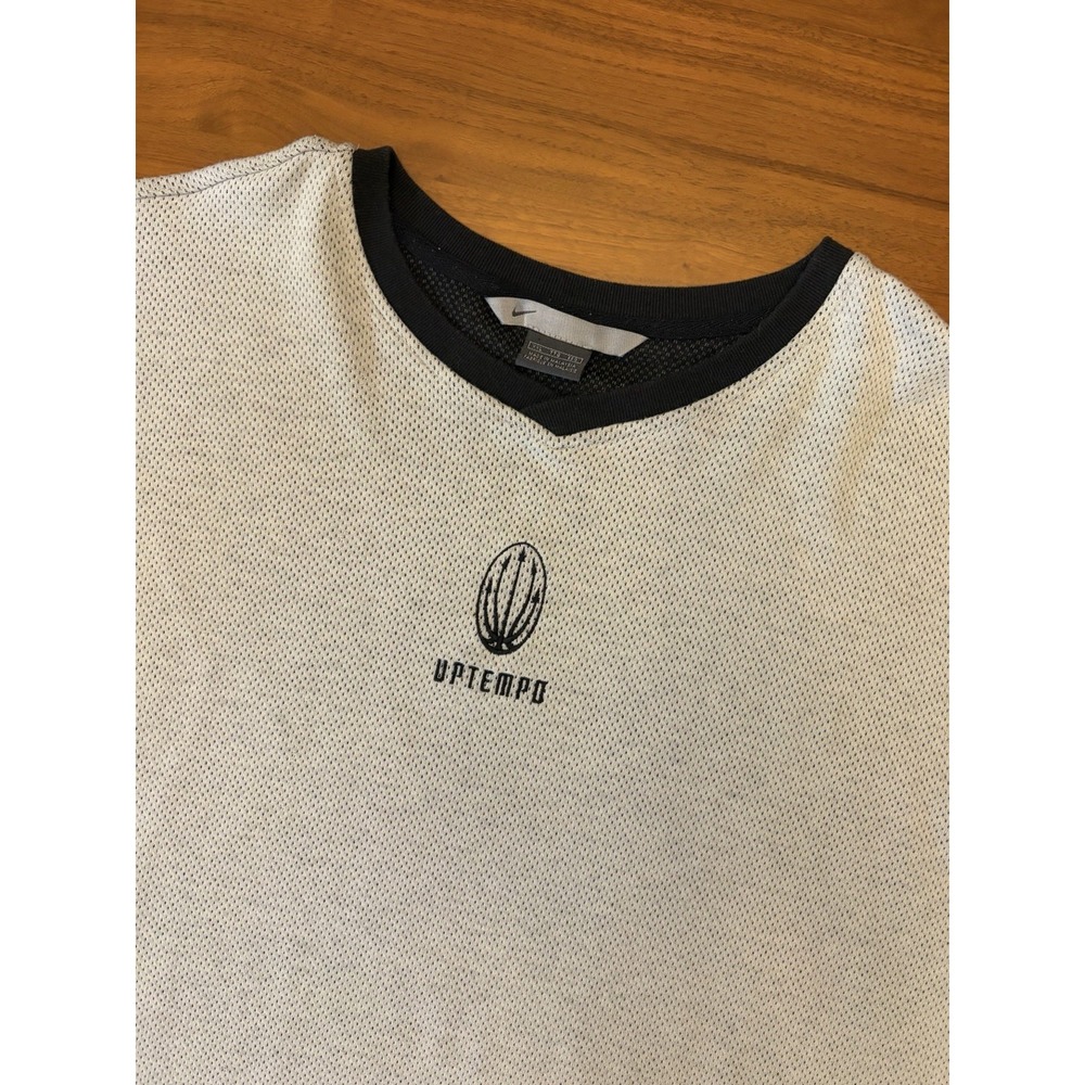 Nike Uptempo Basketball Shirt Vintage Y2K Mens 2XL Center Logo Gray Waffle 2000